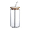 Fueled by Coffee 16oz Clear Beer Glass Can with Bamboo Wood Lid