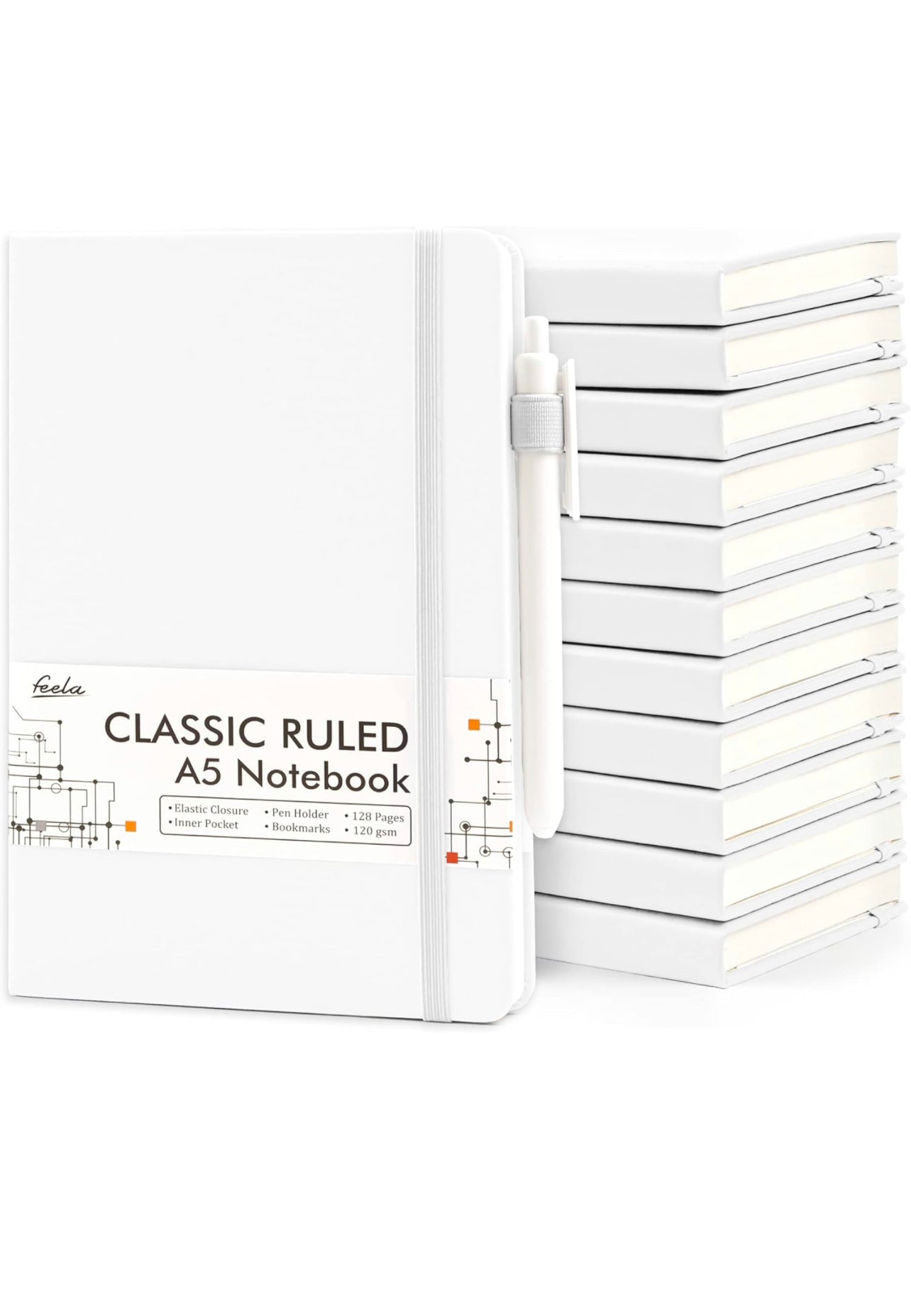 Design Personalized Faux Leather Hardcover Journal-White